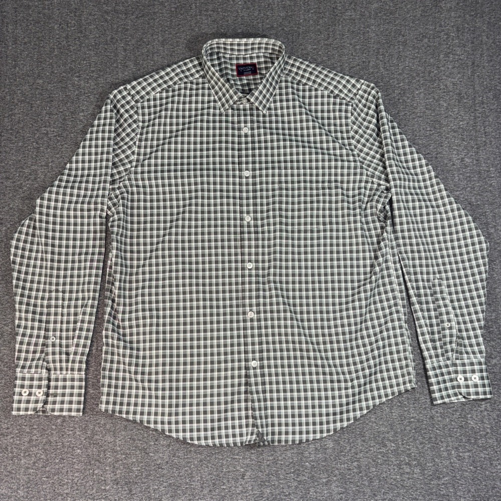 UNTUCKit Mens XL Olive Green / Gray Plaid Button Down Long Sleeve Shirt